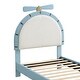 preview thumbnail 6 of 12, Twin/Full Size Upholstered Platform Bed with Alarm Clock Shaped Headboard For Kids