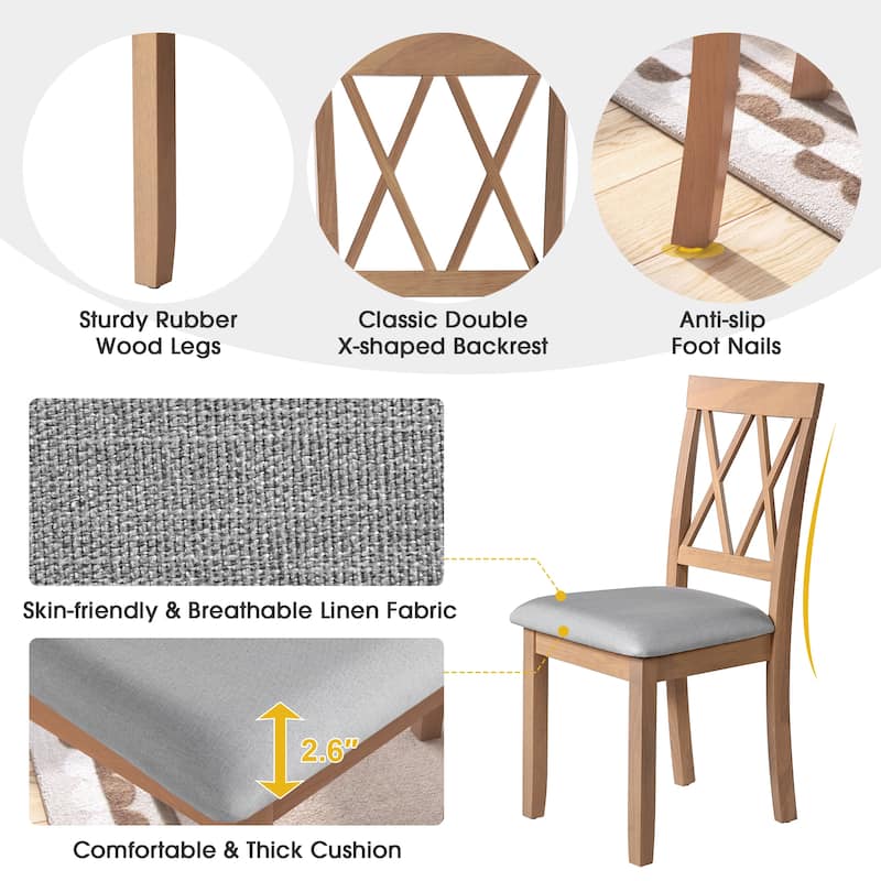 Foldable Dining Table Set, 5 Piece Extendable Dining Set with Drop Leaf Dining Table and 4 Dining Upholstered Chairs