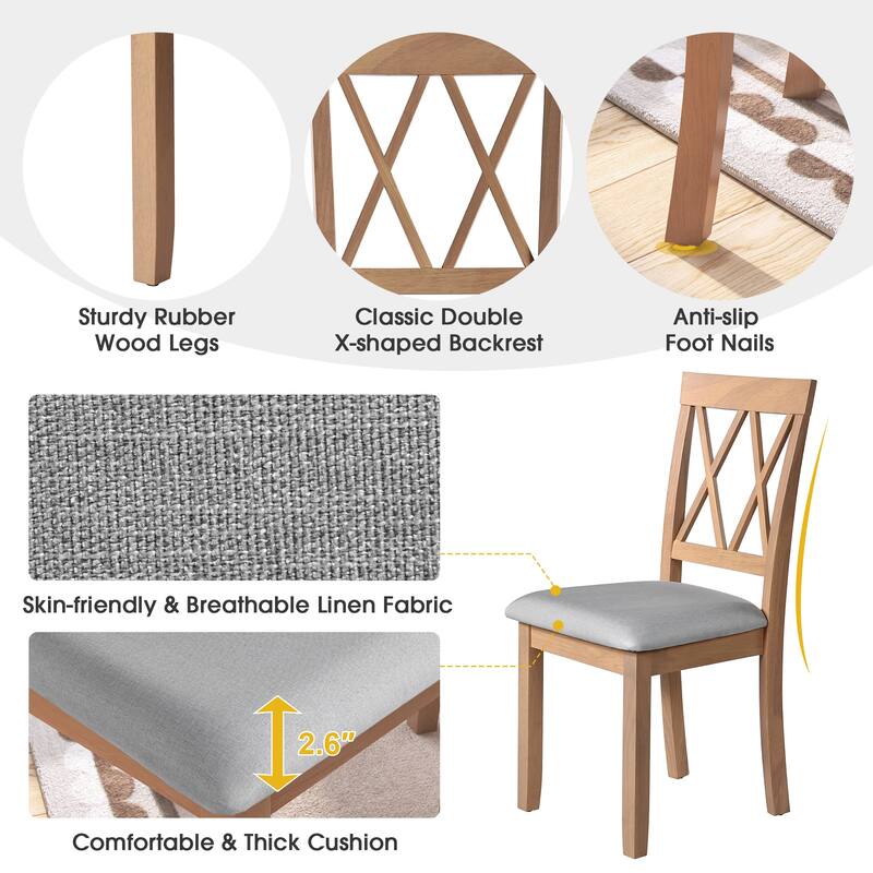 Foldable Dining Table Set for 4, 5 Wood Veneer Dining Set with Drop Leaf Dining Table and 4 Dining Upholstered Chairs
