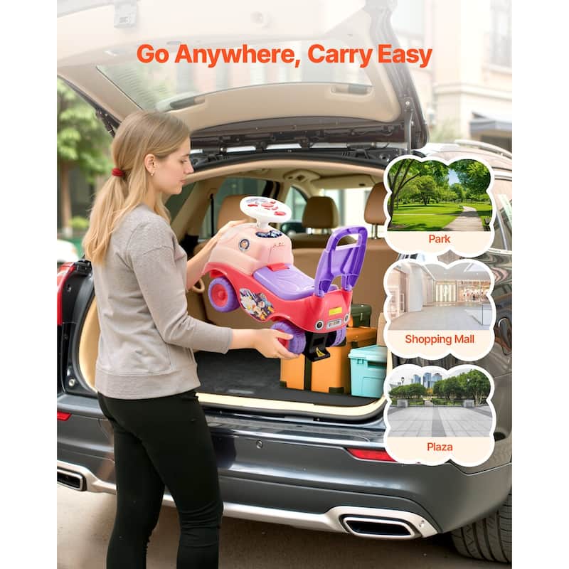 Kids Ride-On Toy with Horn, Music, and Foot-to-Floor Walker - 19.7 x 9.4 x 16.9 in