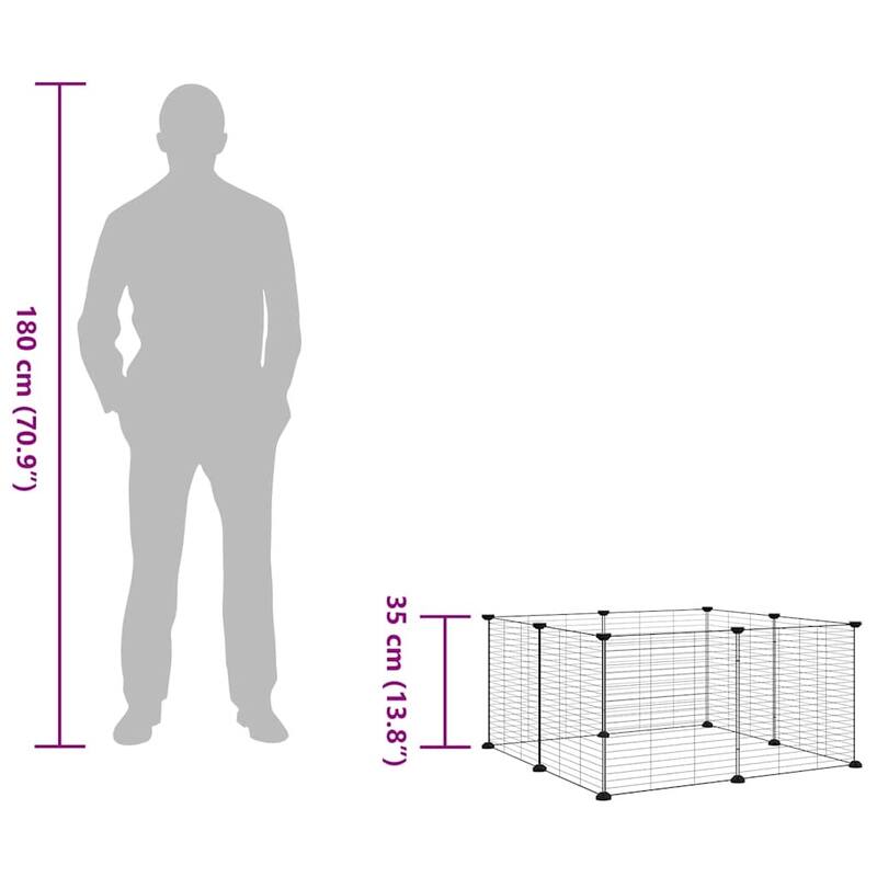 vidaXL Pet Cage Black Powder-coated steel Small Collapsible Pet Cage - 13.8 x 13.8 x 27.6 in