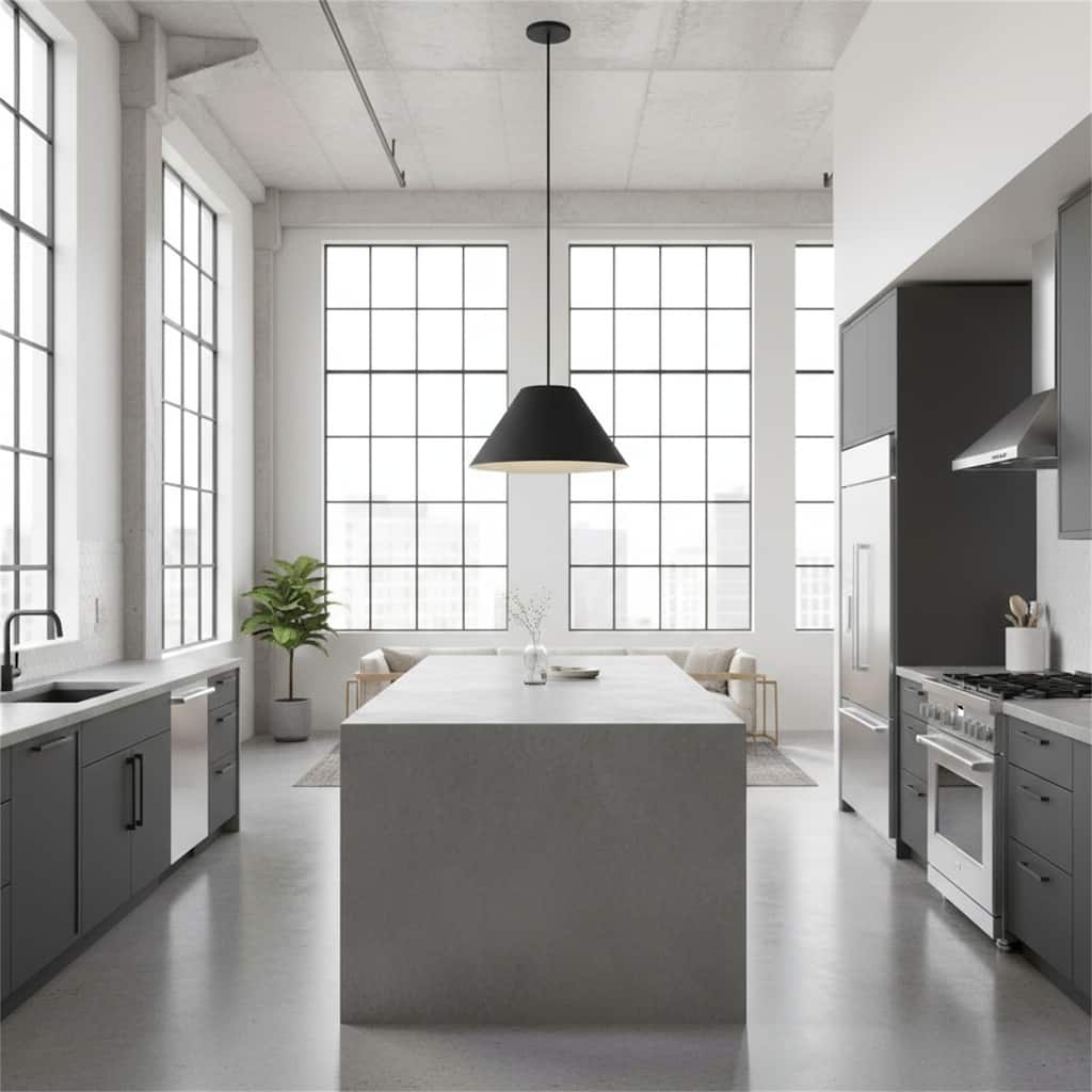 22" Diameter Integrated LED Black Pendant