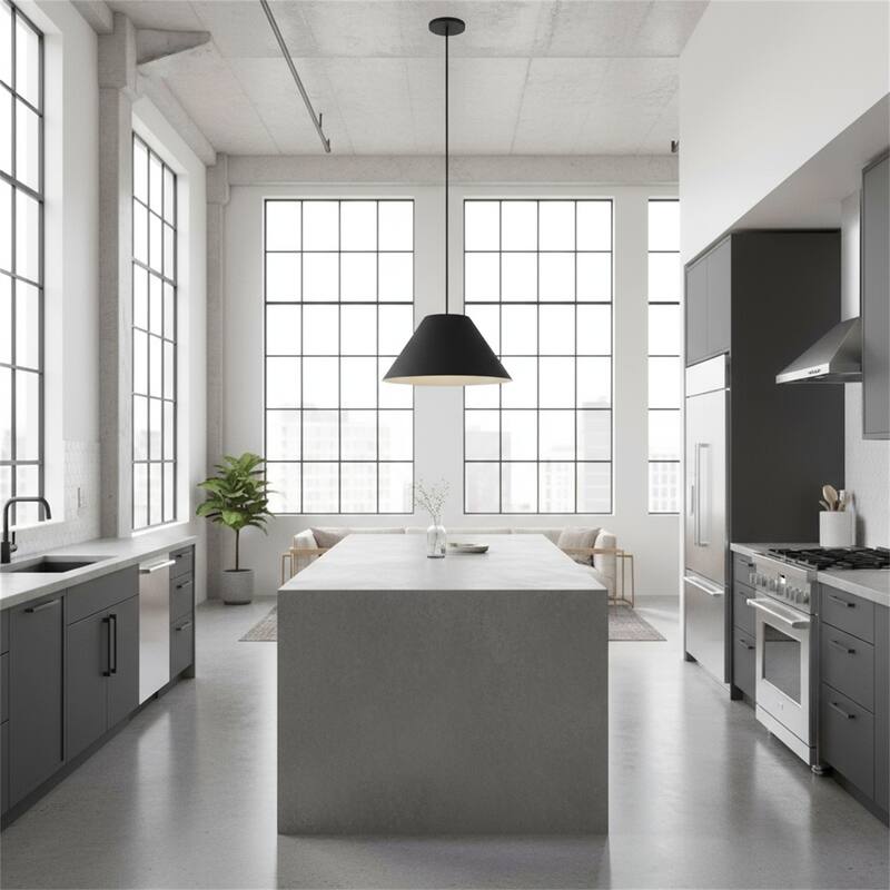 22" Diameter Integrated LED Black Pendant - Black