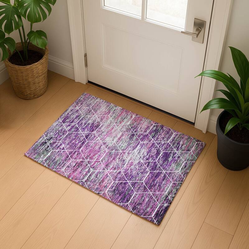Premium Washable Super Soft Geo Abstract Mayfield Rug - Purple - 1'8" x 2'6"