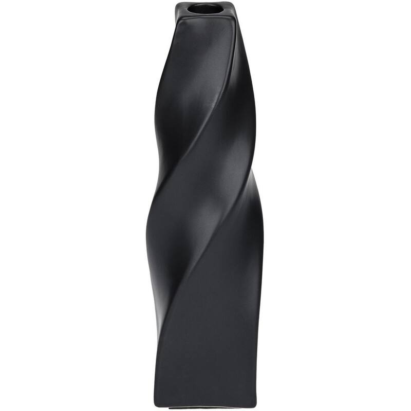 Set of Two Tall Curvy Taper Candlesticks in Matte Black