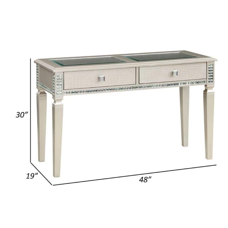 Gorgeous Sofa Table with Storage Drawers and Tempered Glass Top, Ideal for Living Room Decor and Functionality.