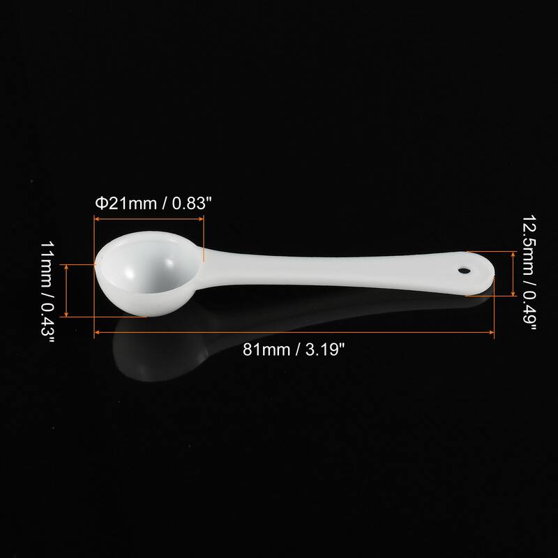 Micro Spoons 1 Gram Measuring Scoop Round Bottom w Hanging Hole 15Pcs - White - White