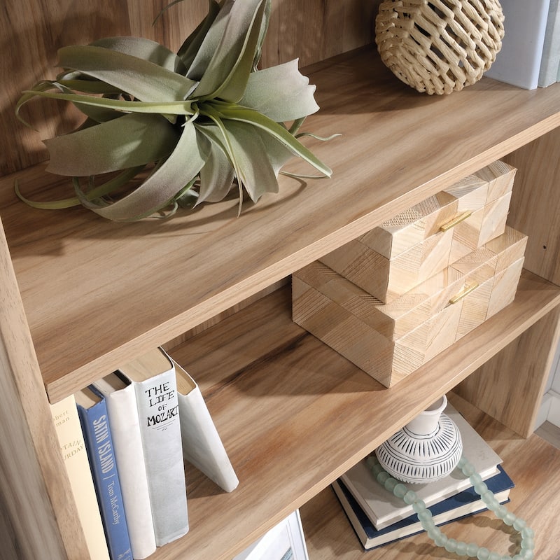 Wood Library Hutch with Storage Shelves, Brown - 30.35" W x 11.58" D x 36.02" H