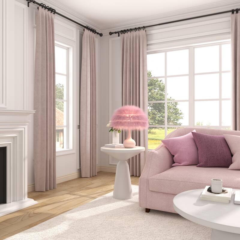 Acroma Teardrop Base Spherical Table Lamp with Feather Accents