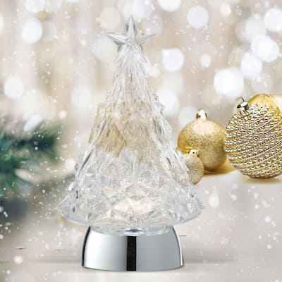 9" Crystal Tree Globe LED Battery Timer USB Plug-in