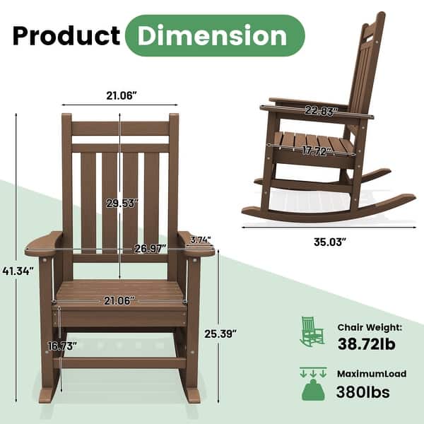 dimension image slide 1 of 15, Modern High-Back Rocking Adirondack Chair All Weather