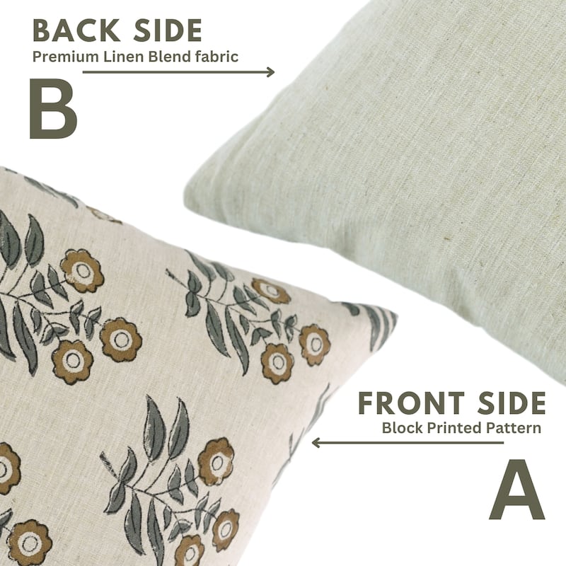 Fabdivine Handmade Floral or Weave Yellow Pillow Cover in Soft Linen for Block Print Room Boho Spring Home Décor, Lehar