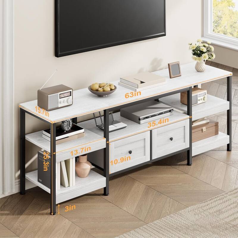 Rustic 63" TV Stand Media Console with 2 Drawers Entertainment Center for TVs Up to 65" - N/A