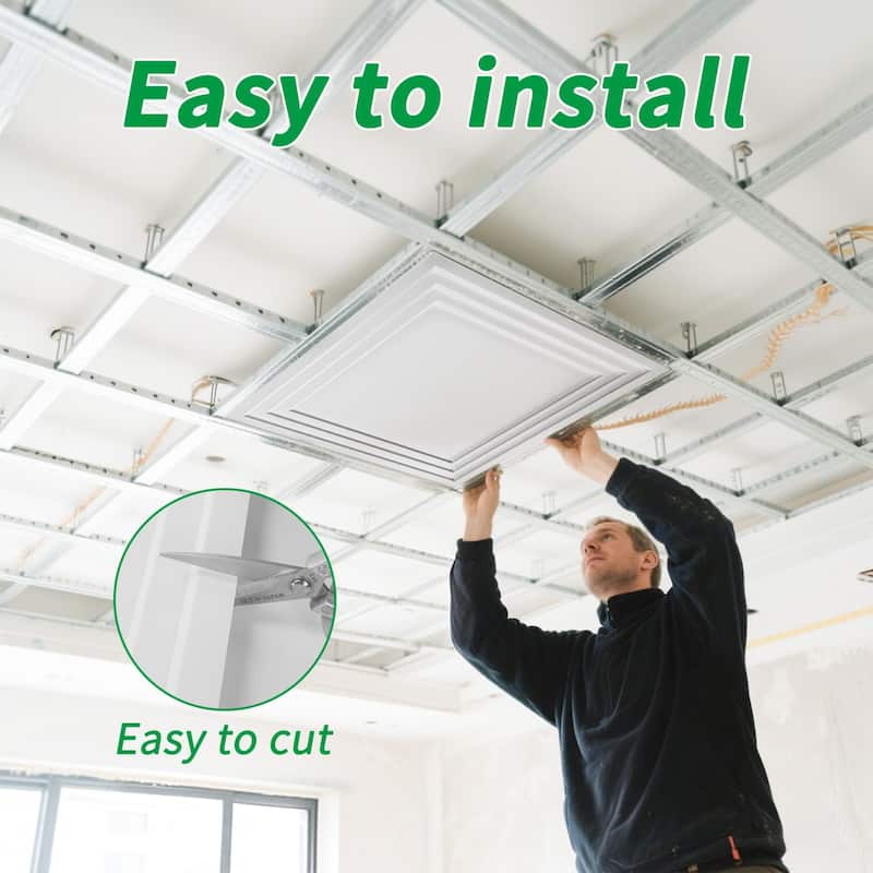 Atr3d 12pcs 24"x24" PVC 3D Wall Panel Ceiling Tile White or Black Cover 48 Sq.Ft.