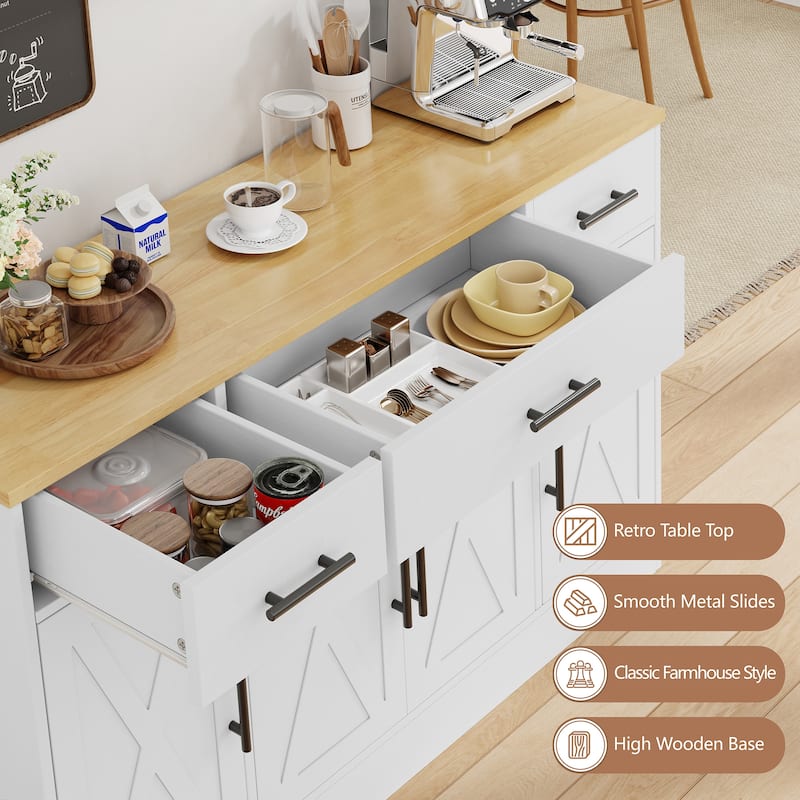 Farmhouse Kitchen Buffet Storage Cabinet, Sideboard