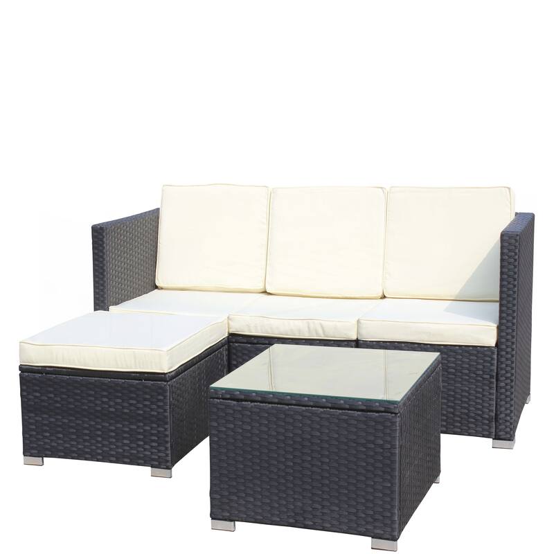 5-Piece PE Rattan Wicker Cushioned Sofa Sets