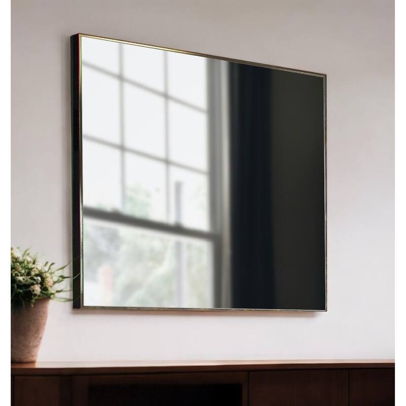 HomeRoots 32" Gray Square Metal Framed Accent Mirror - 32' X '32' X '1 - Gray - 32' X '32' X '1