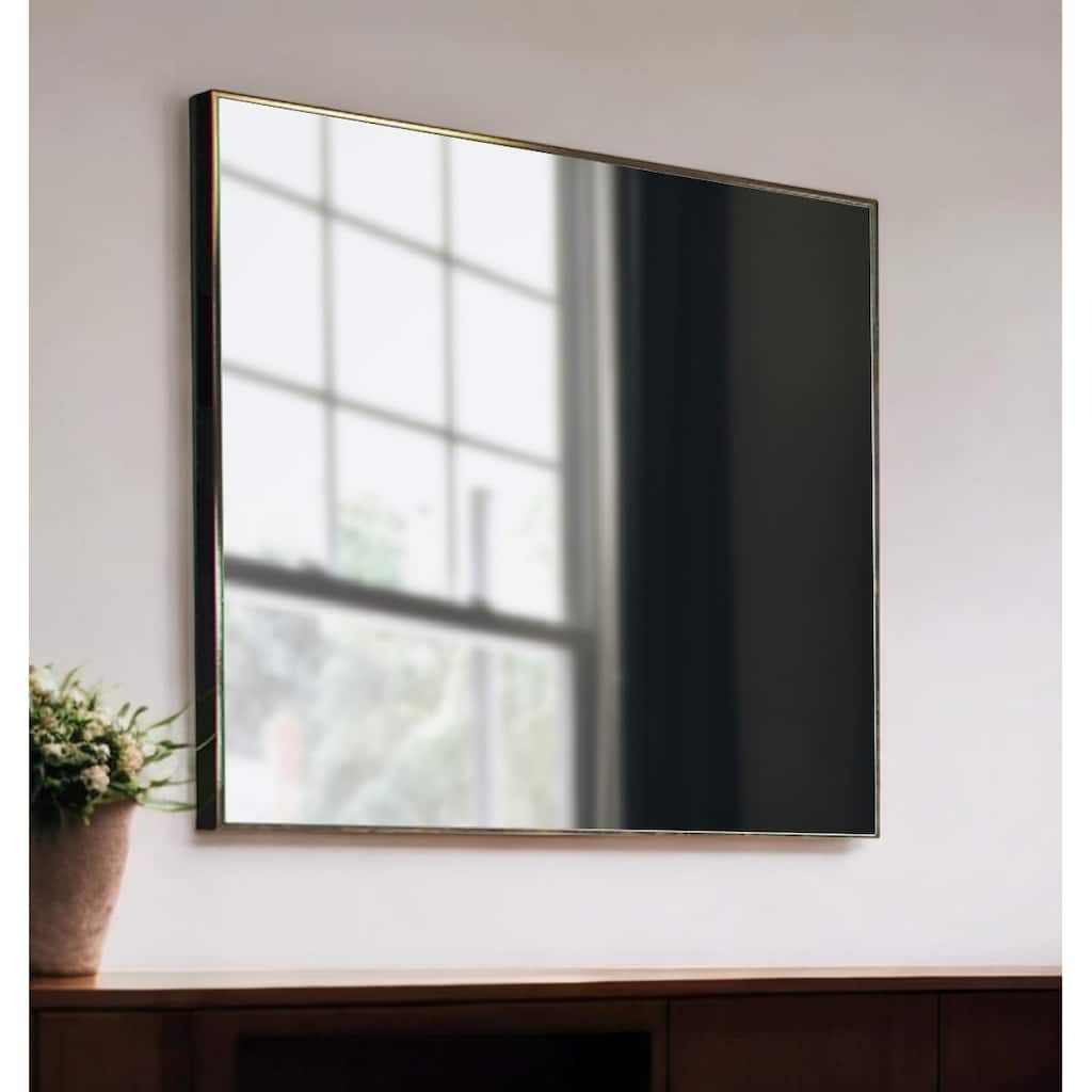 HomeRoots 32" Gray Square Metal Framed Accent Mirror - 32' X '32' X '1