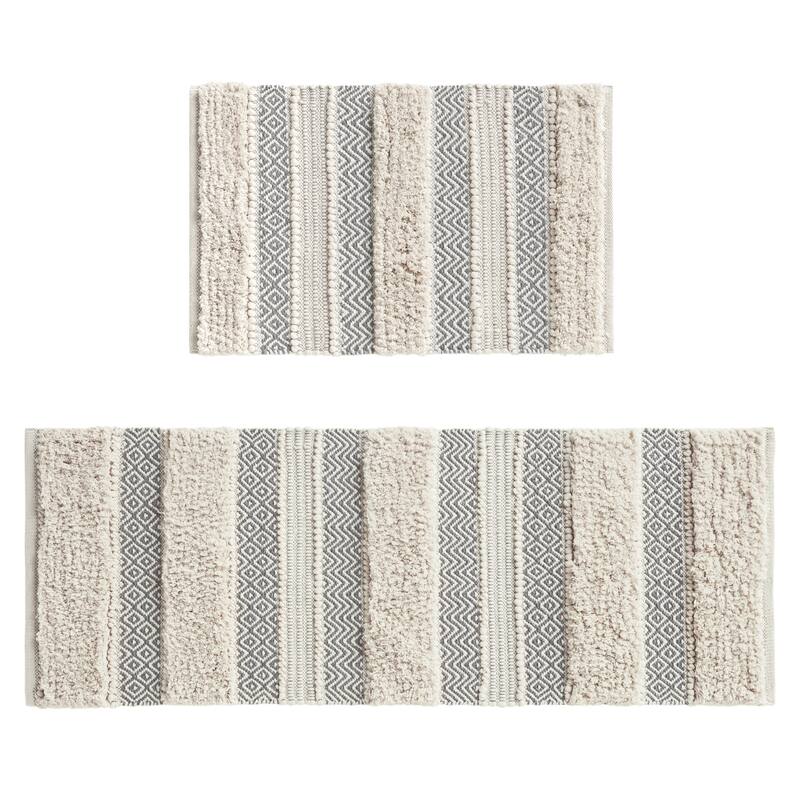 INK+IVY Asher Woven Texture Stripe Bath Rug