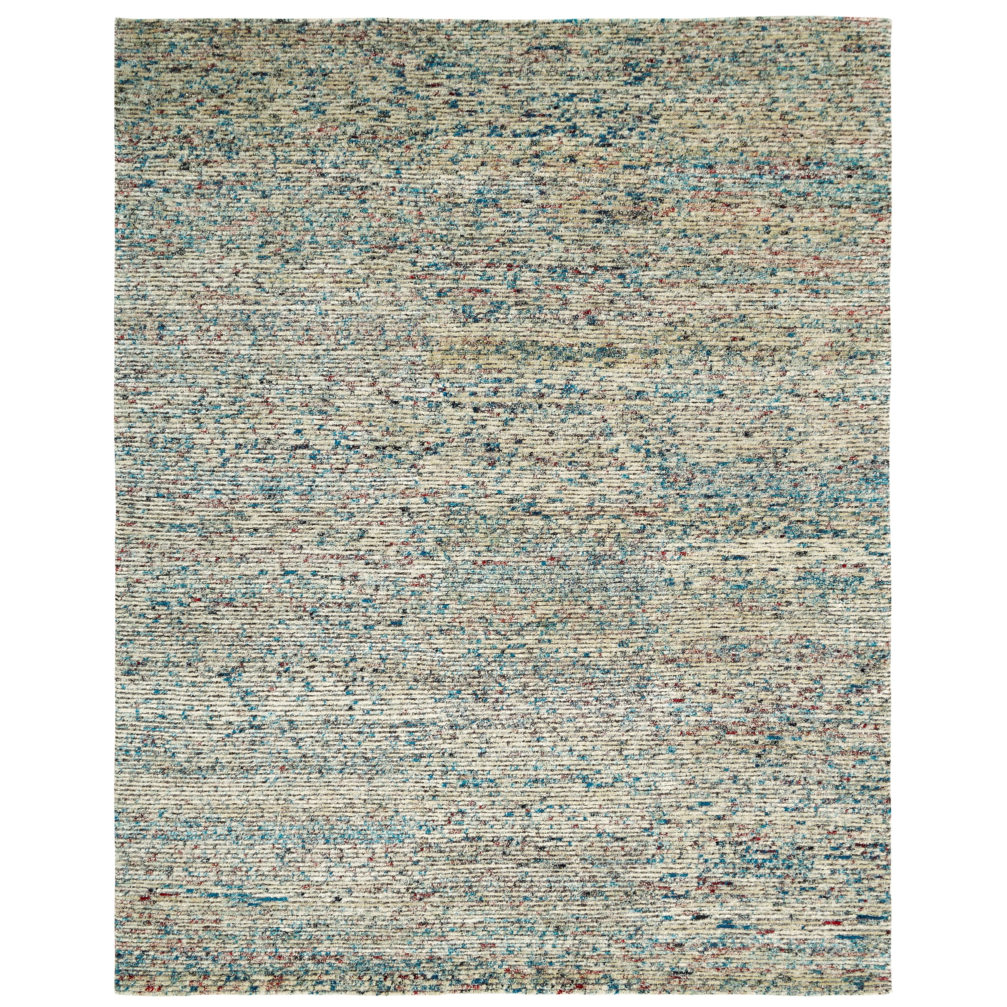 KALATY Modern Grey Hand-Knotted Wool & Viscose Area Rug