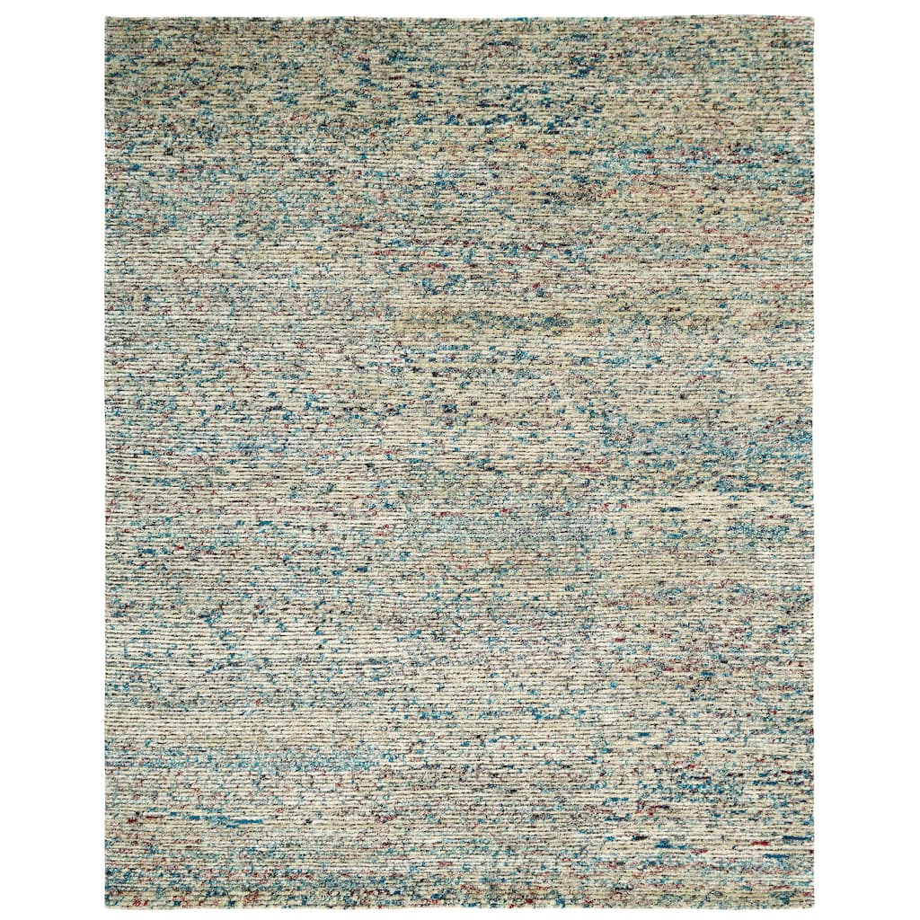 Modern Grey Hand-Knotted Wool & Viscose Area Rug