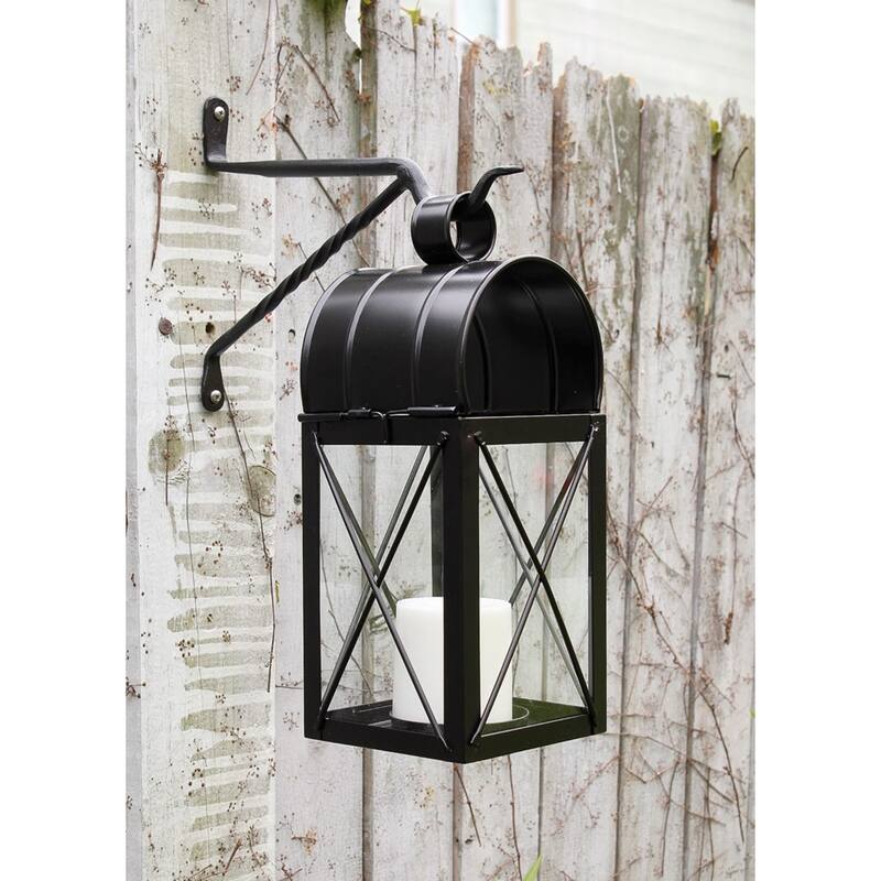 Achla Designs Set of 2 Lantern Brackets w/2 Legs and Decorative Twist, 9.5 Inch Long, Black Powder Coat Finish