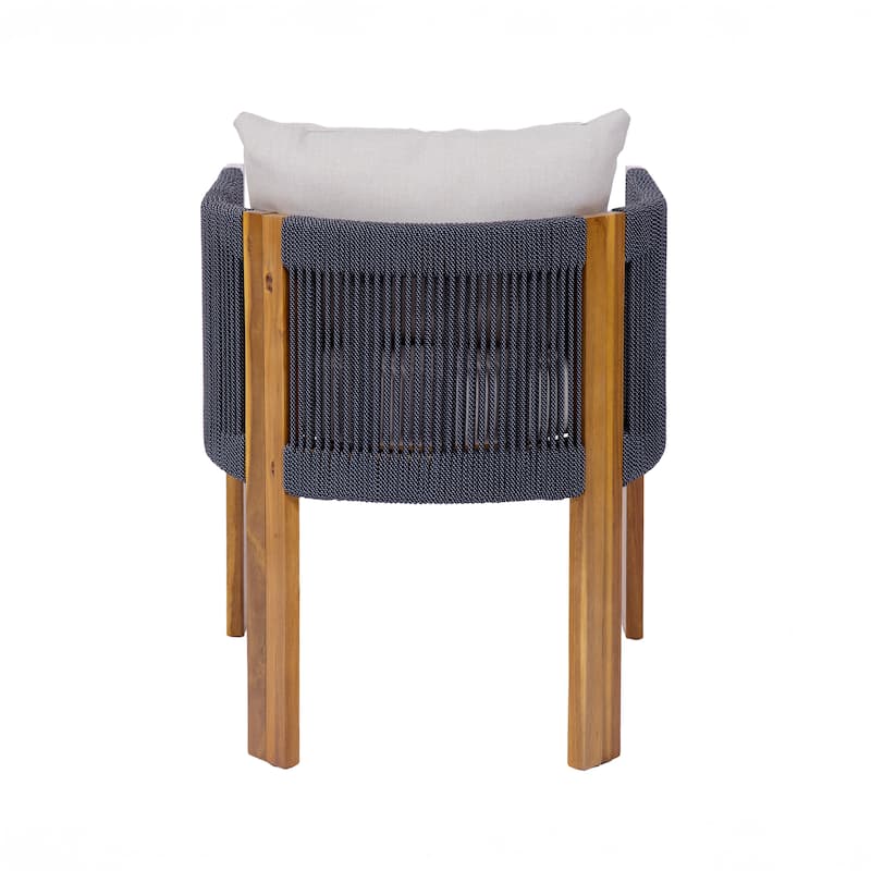Christopher Knight Home- Alex Patio Acacia Wood Dining Chairs With Rope Armrests (Set of 2)