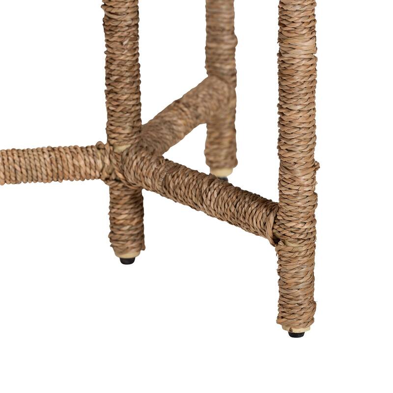 Fumito Handwoven Seagrass End Table - Round Boho Side Table, Handmade Coastal Décor for Living Room or Sun Room