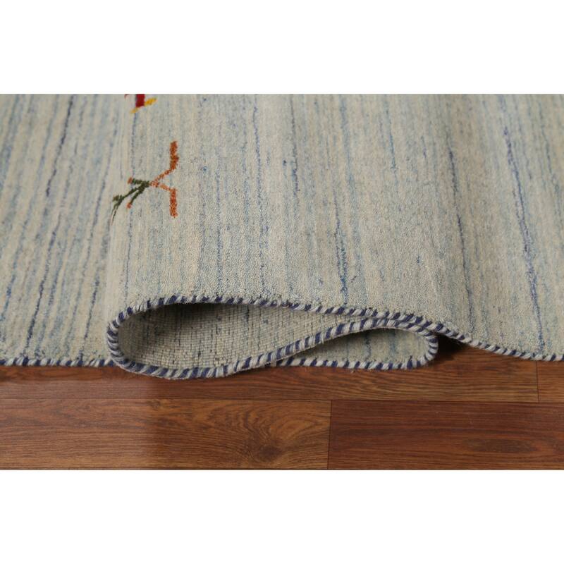 Striped Gabbeh Oriental Area Rug Handmade Wool Carpet - 6'10"x 9'9"