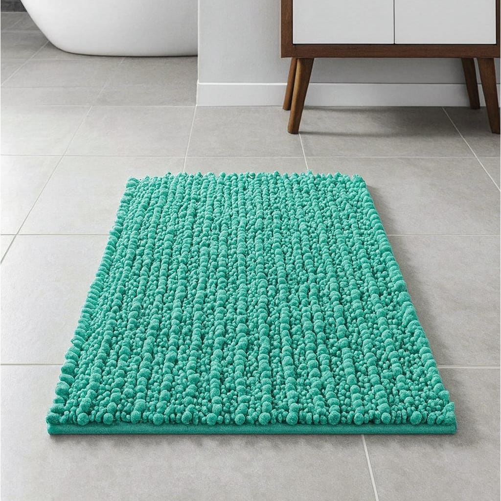 47"x27" - Turquoise Soft Cozy Plush Chenille Bath Mat Bathroom Rug