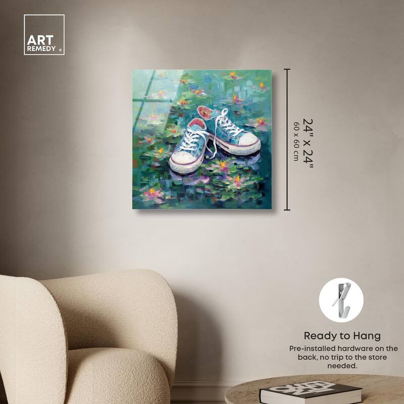 Lily Pad Sneakers II Acrylic by Art Remedy, Ready to Hang