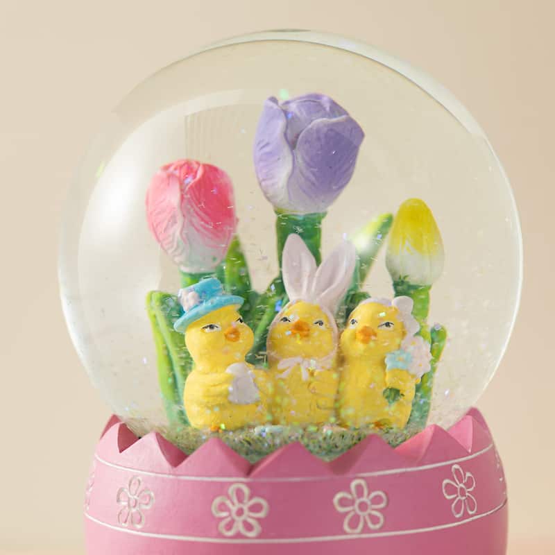 Glitzhome Easter Resin Bunny Couple Waterglobe Spring Gifts Table Decor