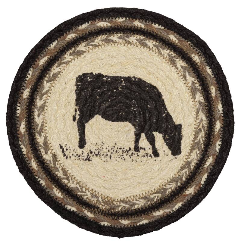 Sawyer Mill Charcoal Cow Jute Trivet 8 - Trivet 8