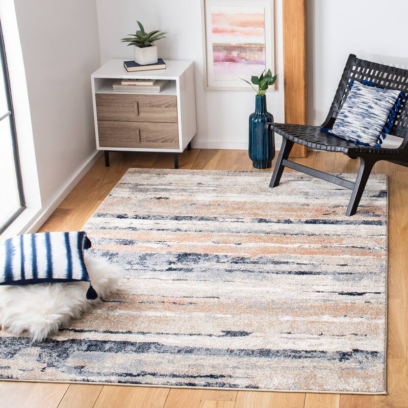 SAFAVIEH Coppertone Thaleia Abstract Distressed Rug - 4'5" x 6'5" - Ivory/Navy