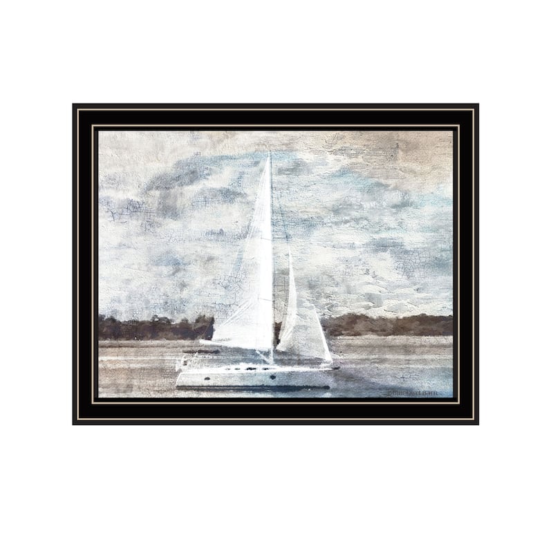TrendyDecor4U Contemporary "Sailboat on Water" Framed Print Wall Art - Black
