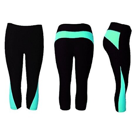 Women's Athletic Fitness Sports Yoga Pants Capri Large/X-Large-Black/Blue