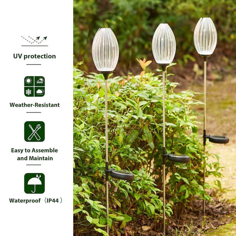 Glitzhome 36"H Set of 3 Flower/Angel Solar Garden Decorative Lights
