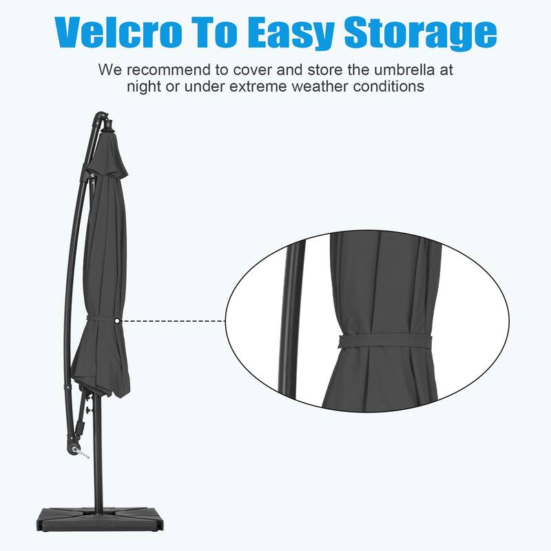 8ft×8ft Square Steel Crank-lift Cantilever Umbrella With Weighted Base