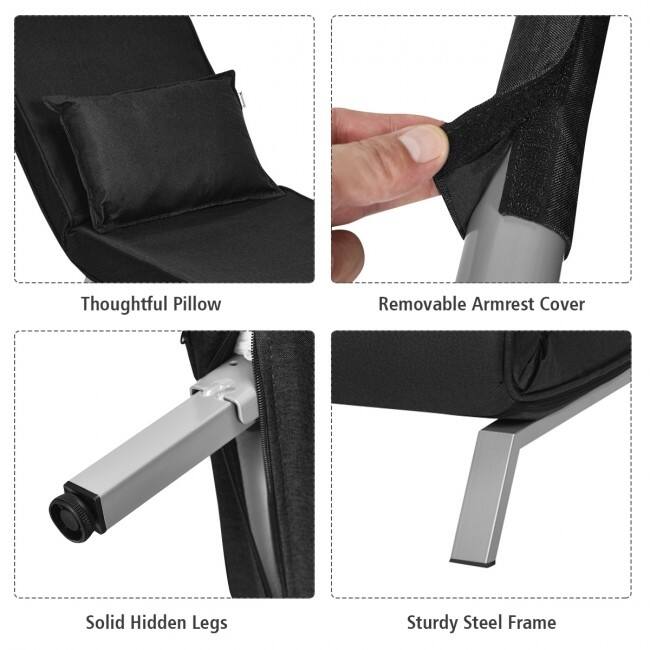 Folding 5 Position Convertible Sleeper Bed Armchair Lounge Couch with Pillow