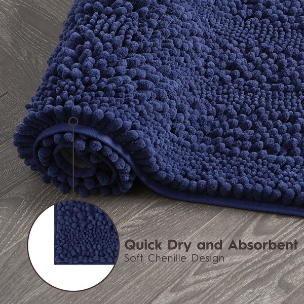 Laura Ashley Astor Chenille Bath Mat with TPR Backing - On Sale