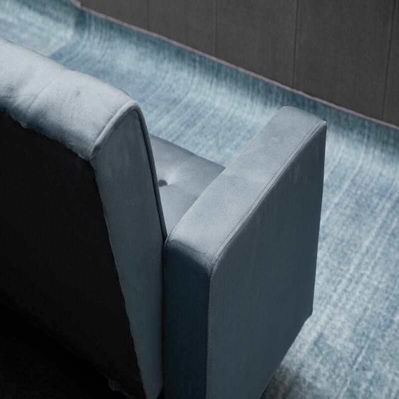 Velvet Sofa Bed, Golden Legs, Easy Assembly for Small Spaces