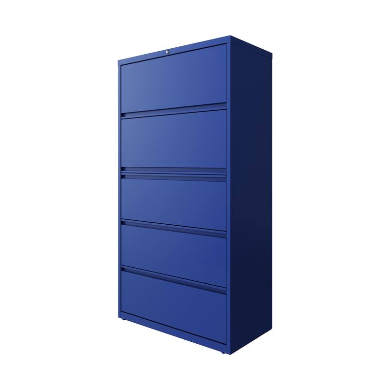 Hirsh 36-in Wide HL10000 Series 5 Drawer Lateral File Cabinet with Posting Shelf and Roll-Out Binder Storage, White
