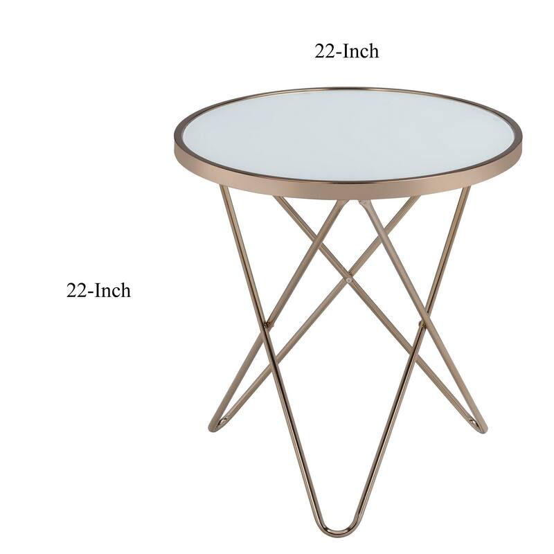 Valora End Table, Frosted Glass & Champagne