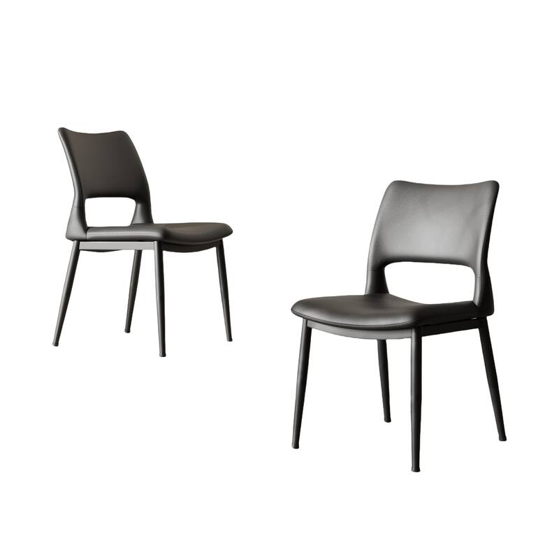 Modern PU Leather Dining Chairs with Metal Legs, Kitchen/Office, 2Pcs