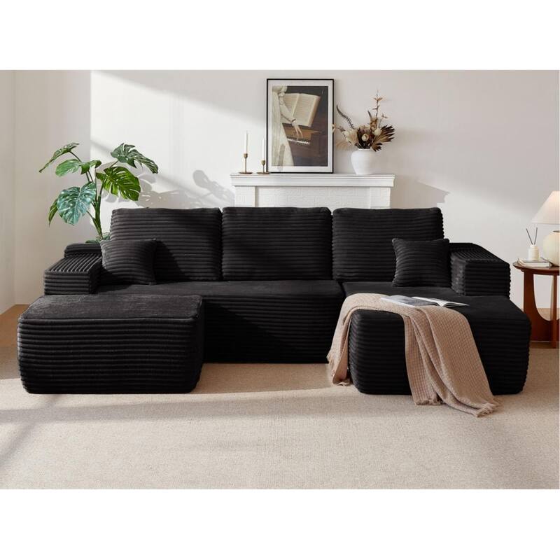 104'' L-Shaped Modern Modular Sectional Sofa with Moveable Ottoman