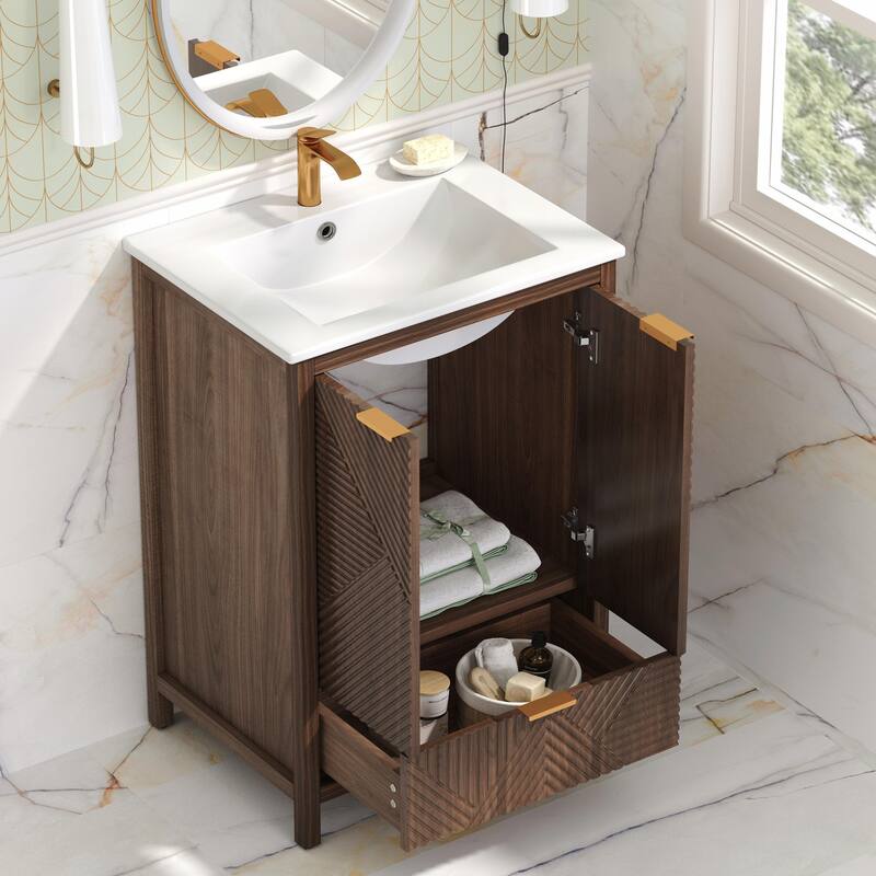 24-Inch Bathroom Vanity with Sink Combo, Modern Design, Single Faucet Hole