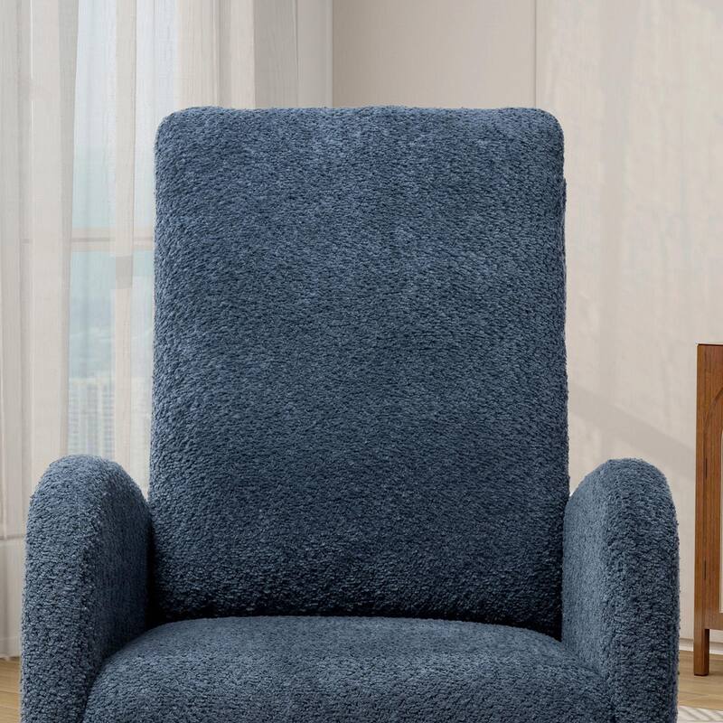 Nursery Rocking Chair, High Back Glider with Retractable Footrest, Side Pocket, Rubberwood Legs for Living Room, Bedroom