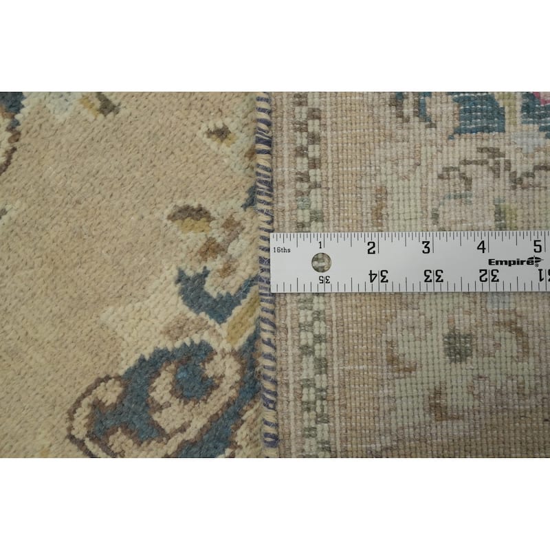 Hand Knotted Oriental 100% Wool Carpet Traditional Floral Beige & Ivories Kerman Runner Rug - 5' 4'' X 2' 2''