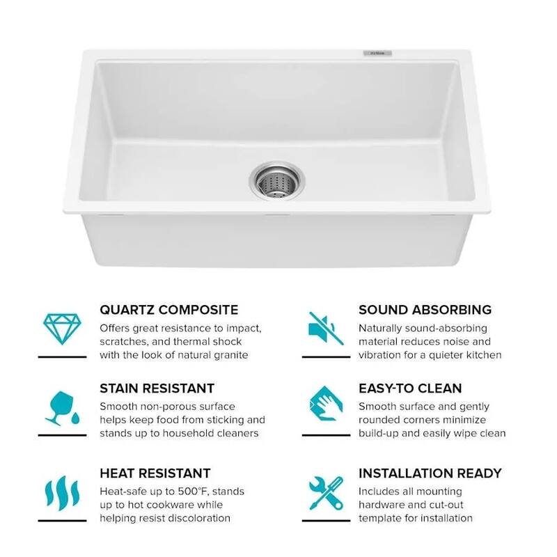 Kraus 31-1/2" Single Basin Undermount Granite Composite Kitchen Sink