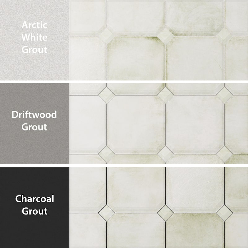 Merola Tile Laverton Octagon Nieve with Taco Nieve 7-7/8" x 7-7/8" Porcelain Floor and Wall Tile